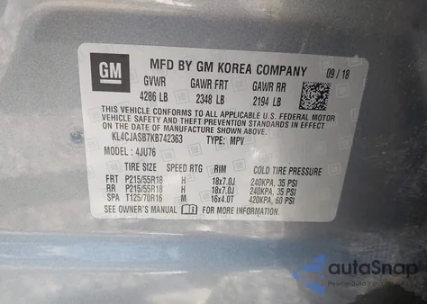 2019 Buick Encore Fwd Preferred z USA, uszkodzony, nr VIN KL4CJASB7KB742363